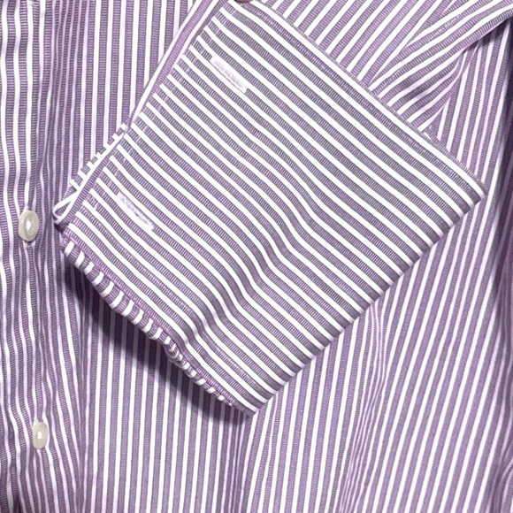 John W Nordstrom Mens Purple Stripe Dress Shirt 16 1/2 34 Cotton French Cuff - Picture 3 of 7